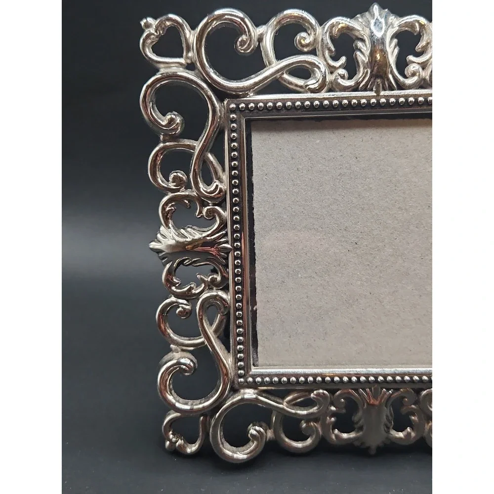 Prinz‎ Ornate Silver Plate 3x3 Picture Frame Square Rococo Openwork Scrollwork